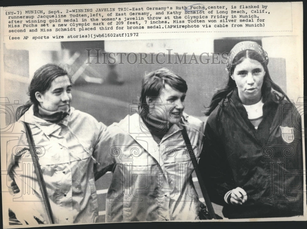 1972 Javelin Throwers Ruth Fuchs Jacqueline Todten &amp; Kathy Schmidt-Historic Images