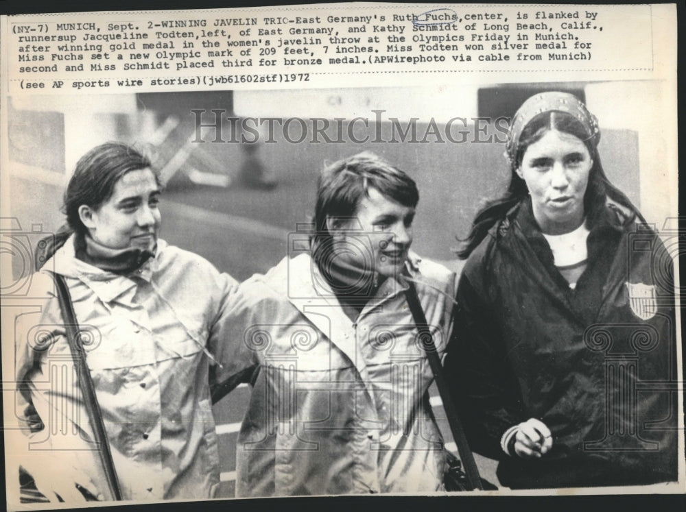 1972 Javelin Throwers Ruth Fuchs Jacqueline Todten & Kathy Schmidt-Historic Images