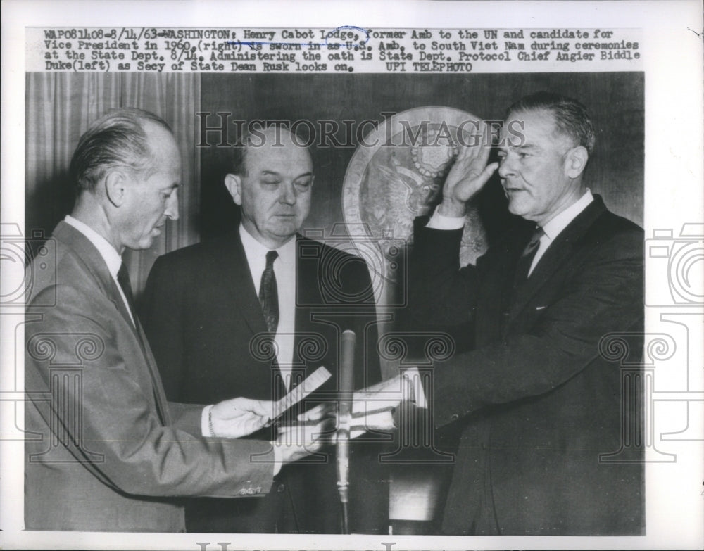 1963 Henry Cabot lodge being sworn in as Us Ambassador to South Viet - Historic Images