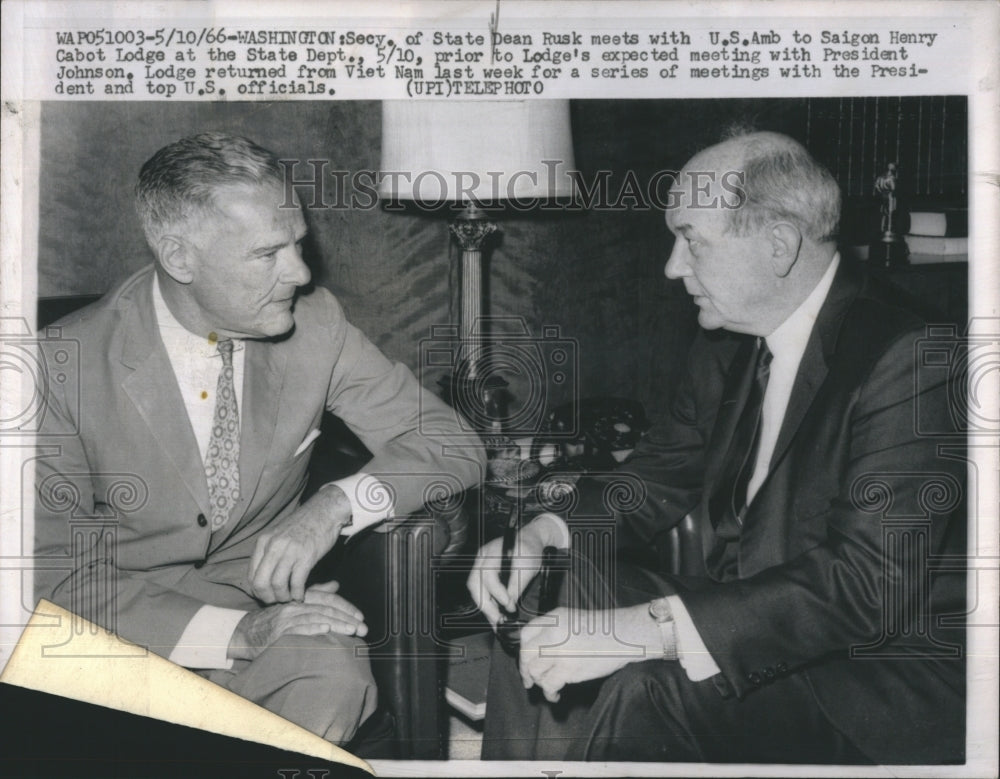 1966 Secretary of State Dean Rusk &amp; Ambassador Henry Cabot Lodge - Historic Images