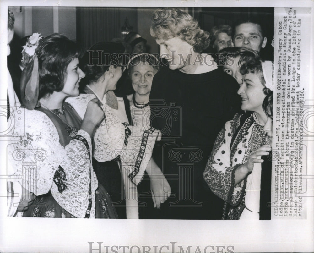 1960 Mrs. Henry Cabot Lodge & Costume Dressed Ladies at Kaiser Hotel - Historic Images