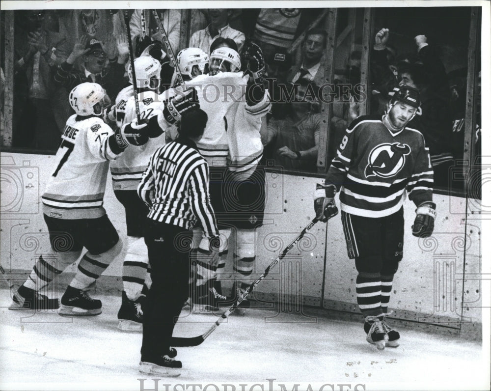1988 New Jersey Devils Claude Loiselle Boston Bruins Craig Janney - Historic Images