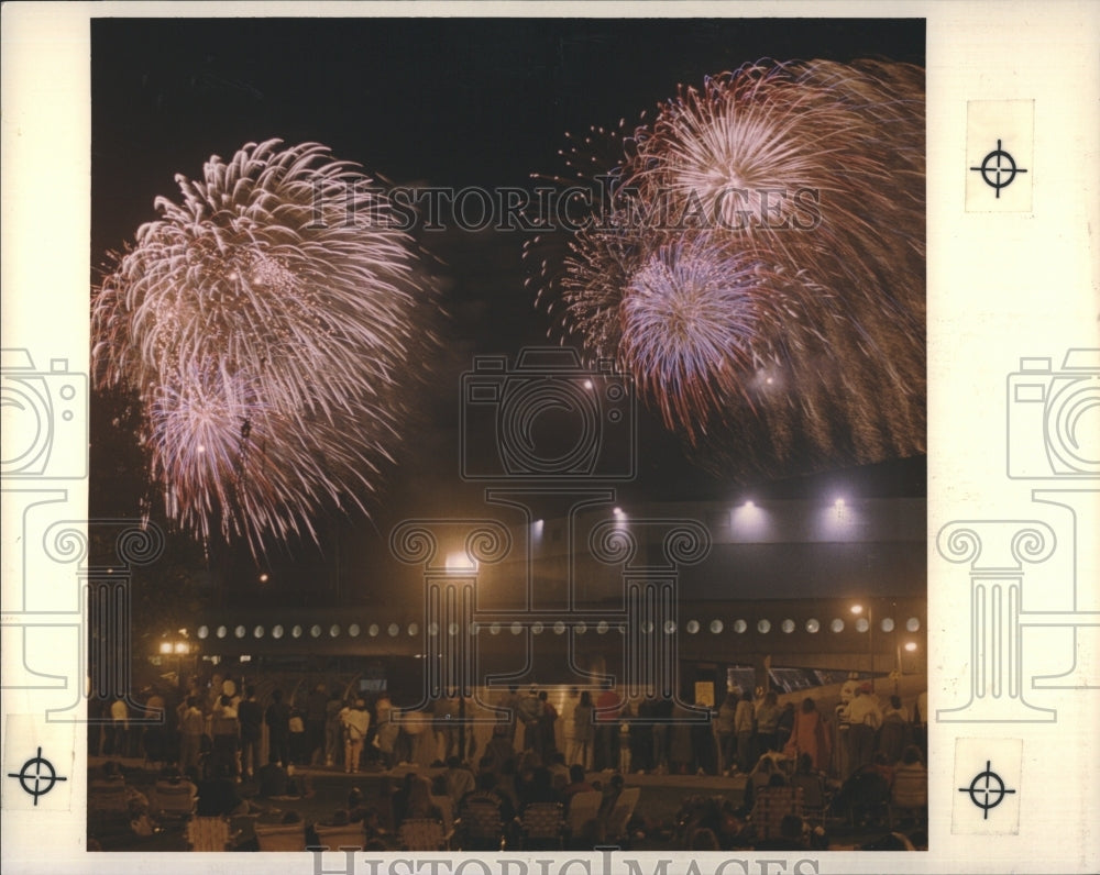 1988 Fireworks at Detroit River during Freedom Festival.  - Historic Images