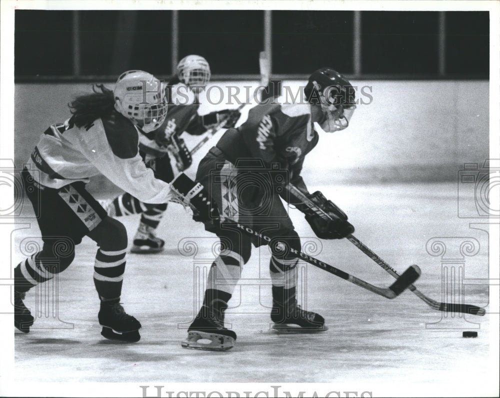 Press Photo College Hockey Play offs. - Historic Images