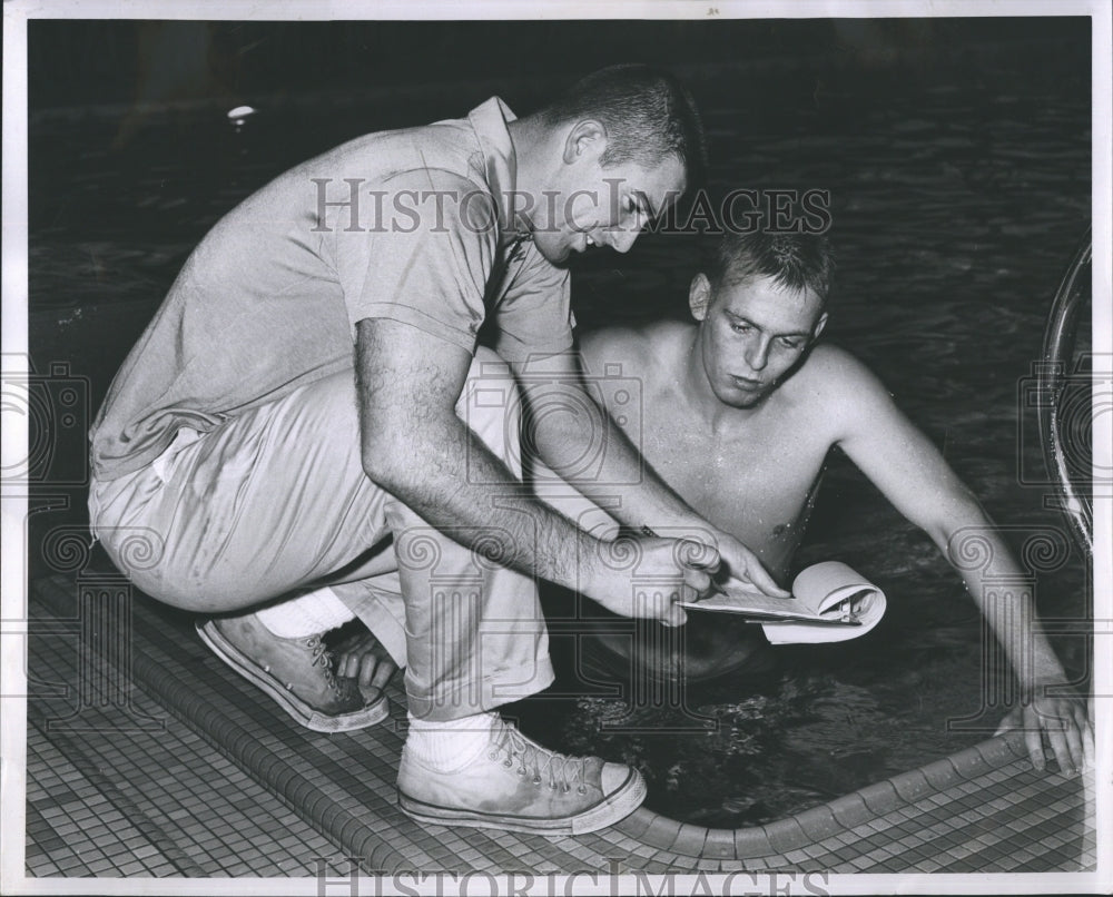 1964 Riverview High Coach Don Trost, Swimmer Dennis Collins - Historic Images