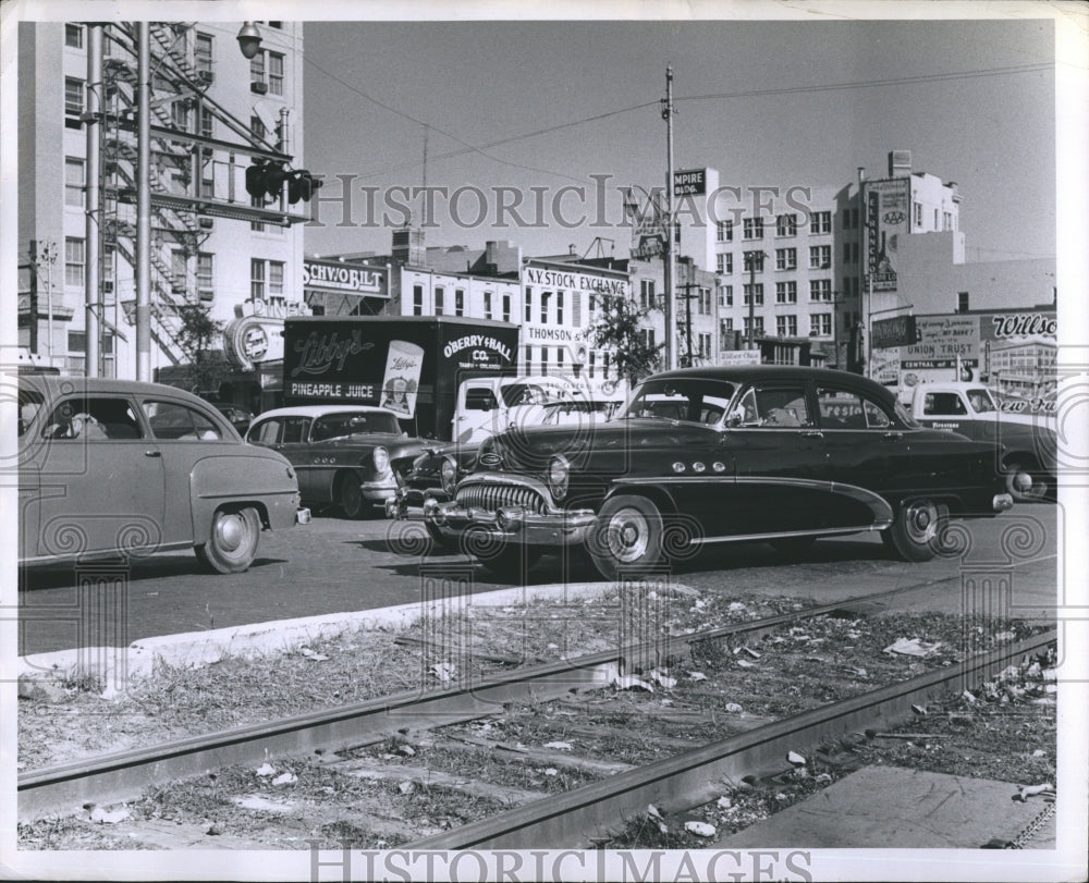 1956 Cars in traffic - Historic Images