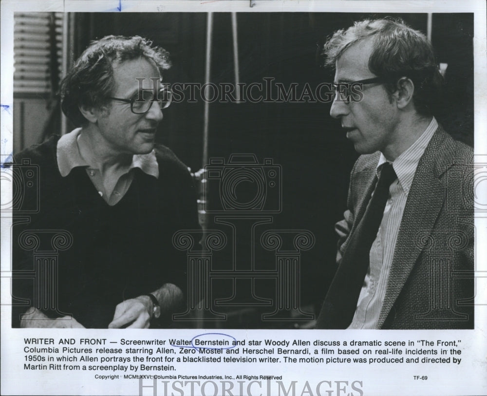 1976 Screenwriter Walter Bernstein &amp; Woody Allen at set The Front - Historic Images