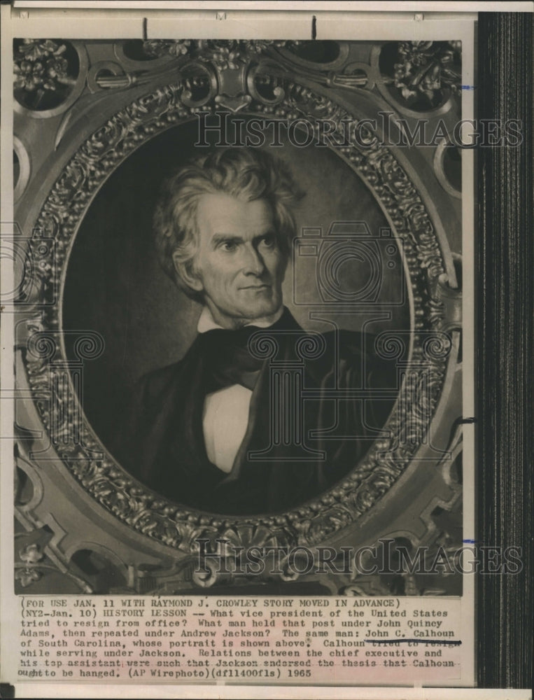 1965 Vice President John C. Calhoun of South Carolina Portrait - Historic Images