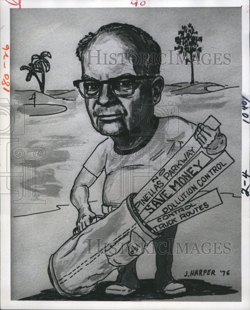 1976 Caricature Clearwater Commissioner John Rankin  - Historic Images