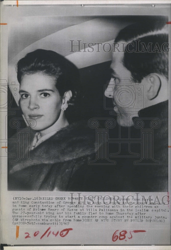 1967 Queen Anne Marie King Constantine Italy  - Historic Images