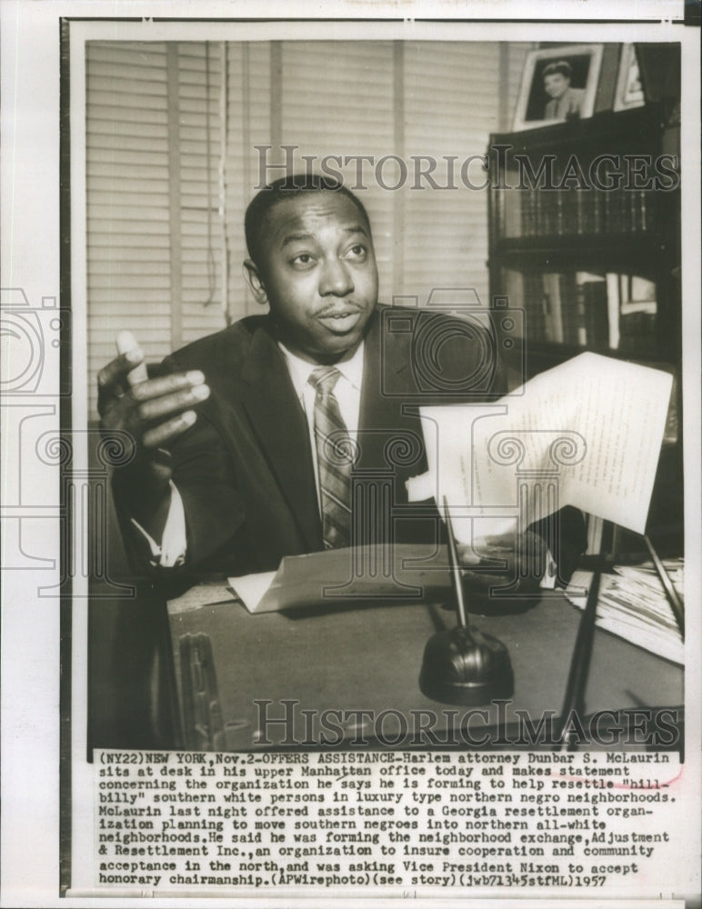 1957 Harlem Attorney Dunbar S McLaurin - Historic Images