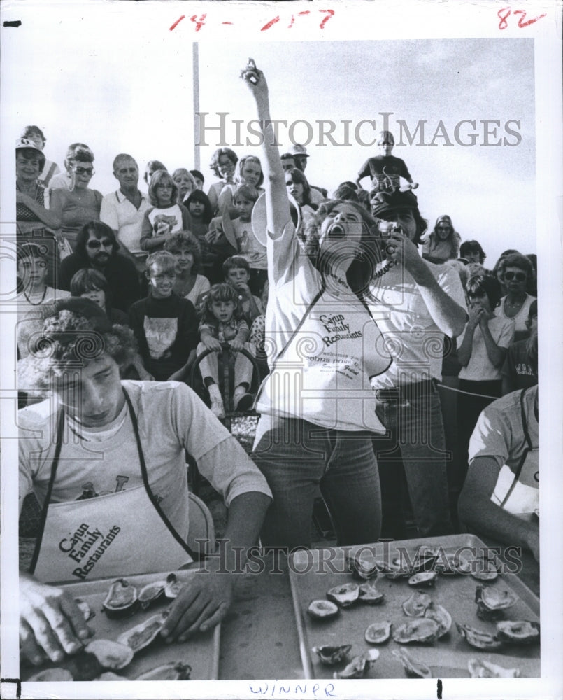 1981 Patty Brogan won the oyster eating contest.  - Historic Images