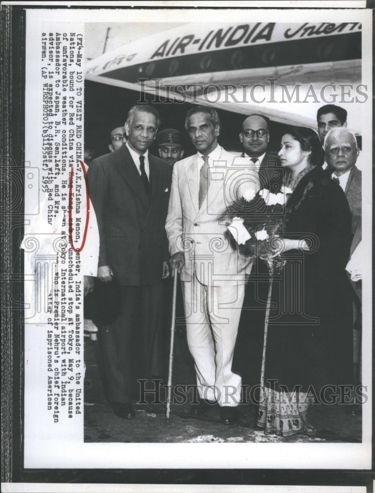 1955 V.Krishna Menon (C) India&#39;s ambassador to the UN on way to Red - Historic Images