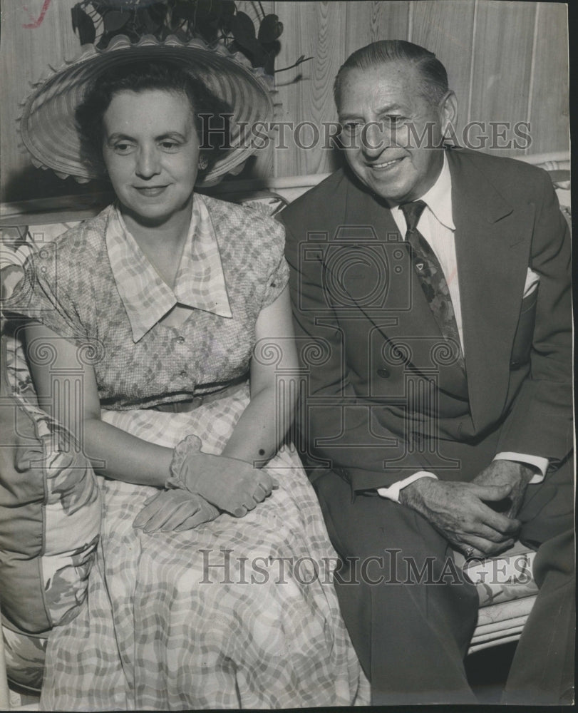 1967 Col. &amp; Mrs. Walter B. Mendels, sitting on their couch. - Historic Images