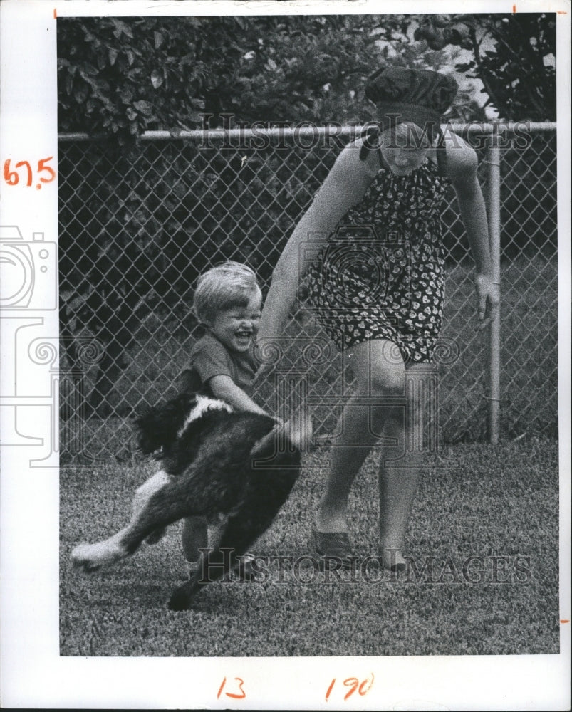 1973 Joan Pickens with son and dog Bernie  - Historic Images