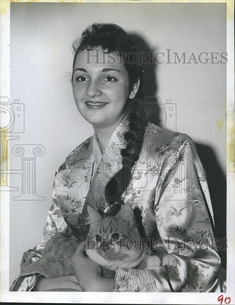 1960 Priscilla Demo wearing a kimono  - Historic Images