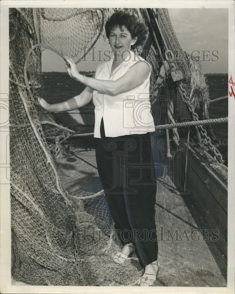 1957 Ms. Louise Mullis on Board Family Trawler  - Historic Images