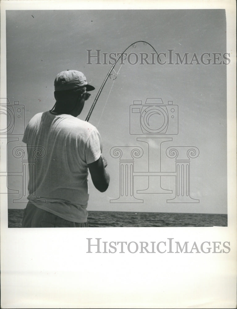 Press Photo Gordon "Red" Marston Fishing - Historic Images