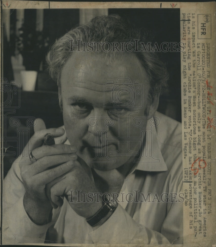 1972 Caroll O'Connor American TV Star.  - Historic Images