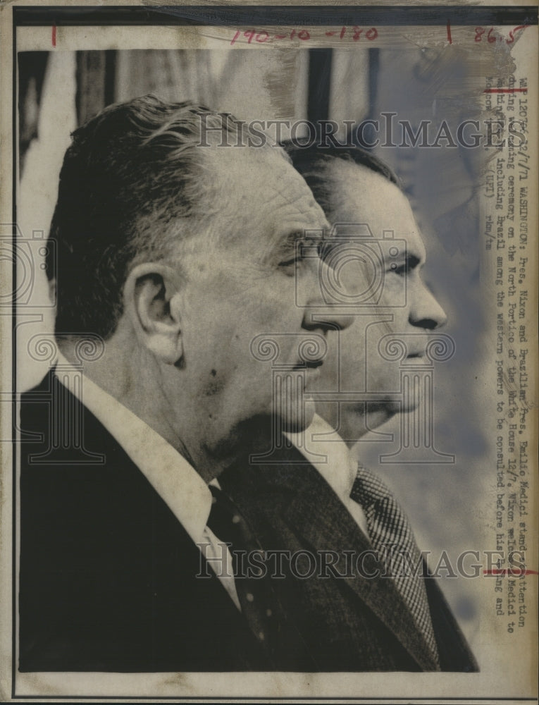 1971 President Nixon with Brazillian President Emilio Medici - Historic Images