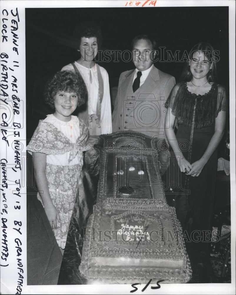 1978 B.J. Hughes celebrates his birthday with a clock shaped cake - Historic Images