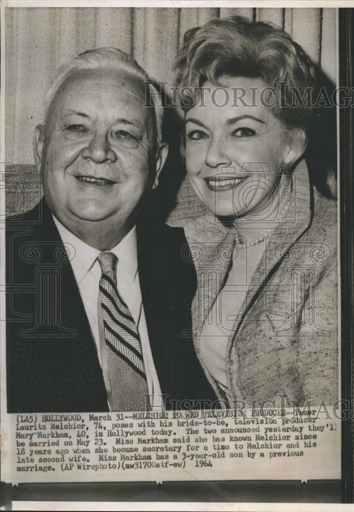 1964 Lauritz Melchoir With Bride To Be, Mary Markham  - Historic Images