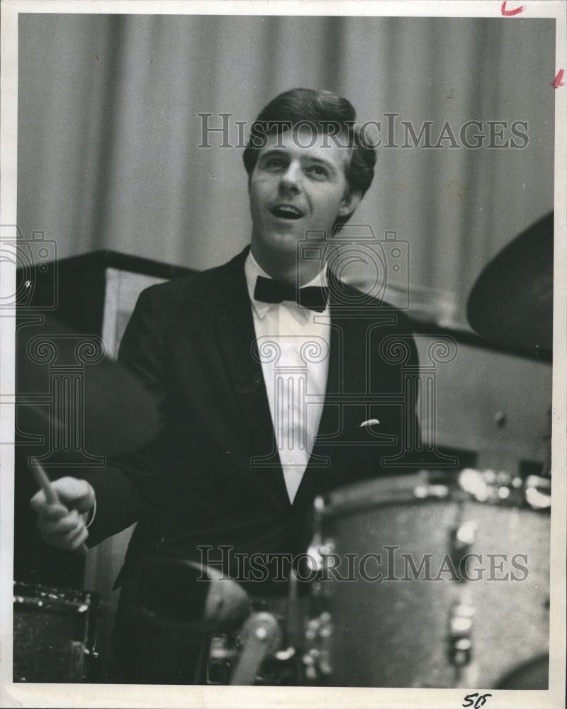 1968 Musician Skip Pittman Plays Drums  - Historic Images