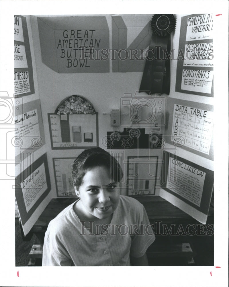 1993 Amanda Schramek with his science projects.  - Historic Images