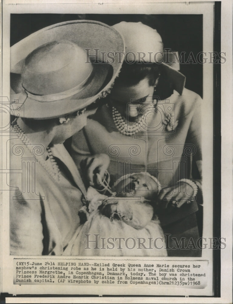1968 Exiled Greek Queen Anne Marie with her nephew and his mother, - Historic Images