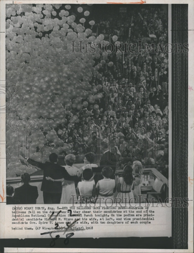 1968 Hundreds of balloons fall on the delegates as they cheer their - Historic Images