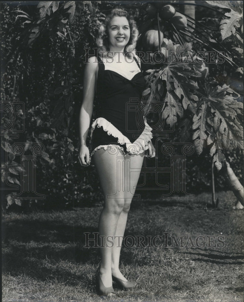 Janelle Wilcox modeling a swimsuit  - Historic Images