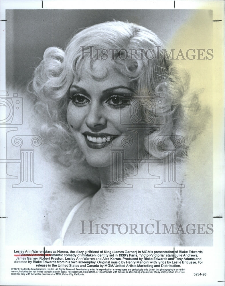 1982 Actress Leslie Ann Warren Movie Victor Victoria  - Historic Images