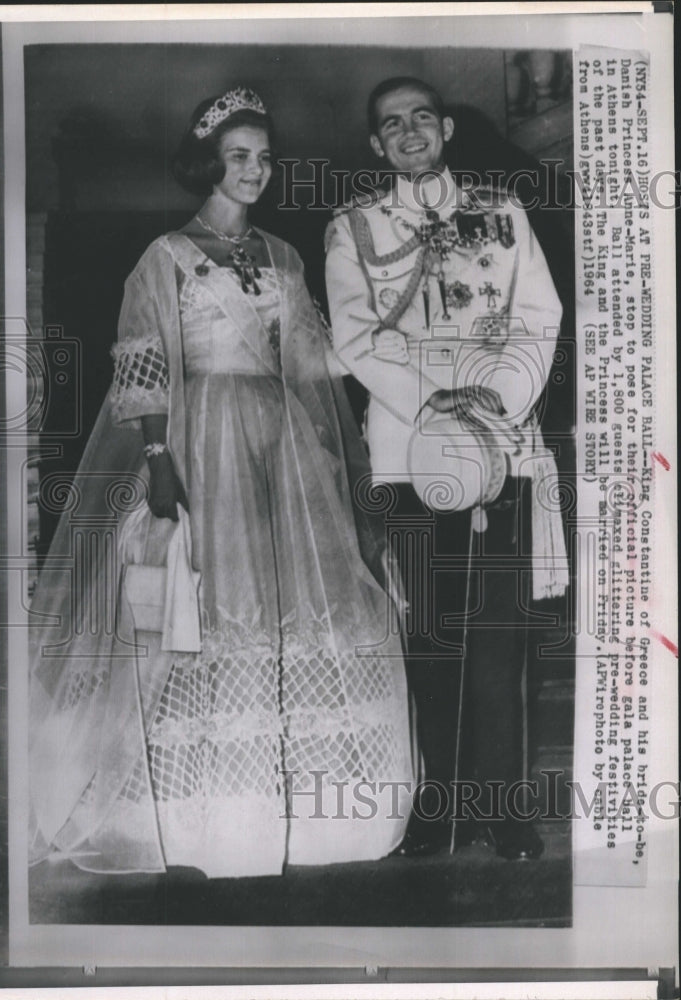 1964 King Constantine Greece Princess Denmark Anne - Historic Images