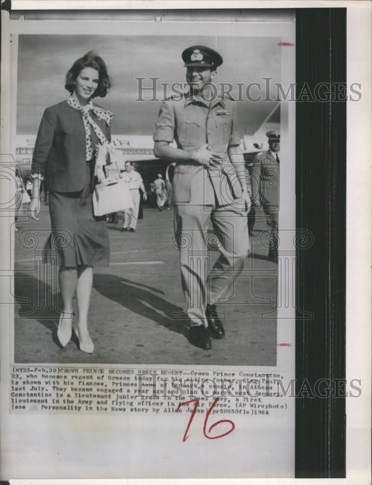 1964 Prince Constantine of Greece & Fiancee Princess Anne of Denmark - Historic Images
