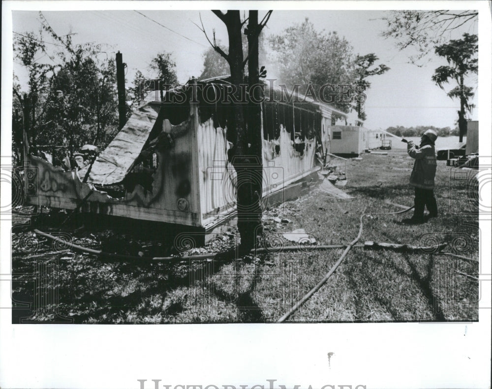 1990 Fire at a mobile home in Land O Lakes, FL  - Historic Images