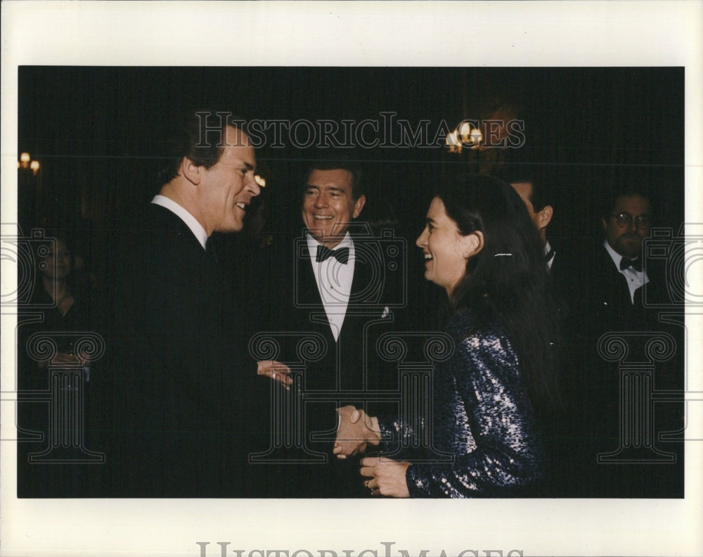 1996 Peter Jennings and Dan Rather and his daughter Robin. - Historic Images