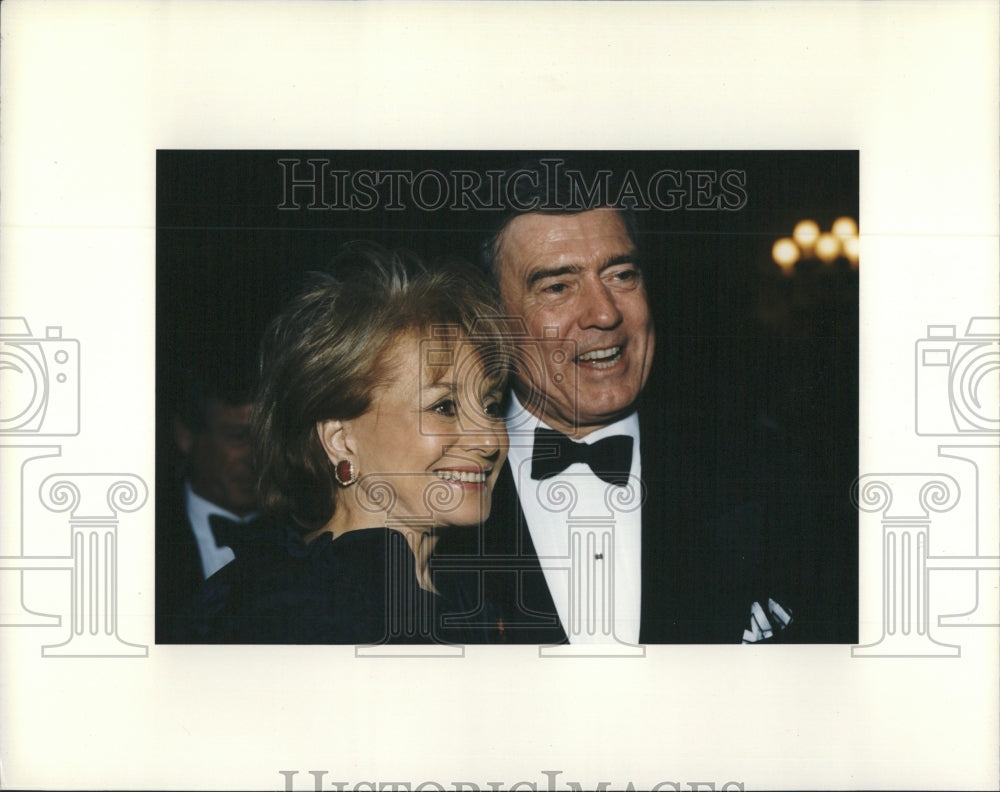 1996 Dan Rather and Barbara Walters at Dan's 15th Anniversary party - Historic Images