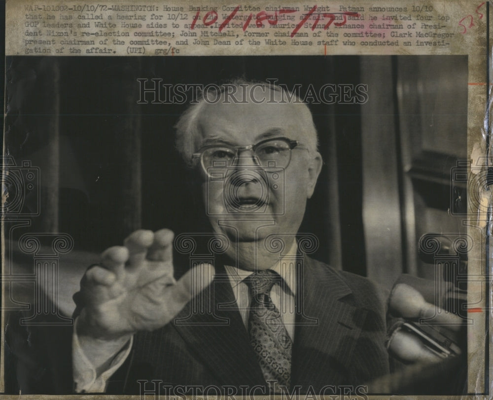 1972 house Banking Committee chairman Wright Patman  - Historic Images