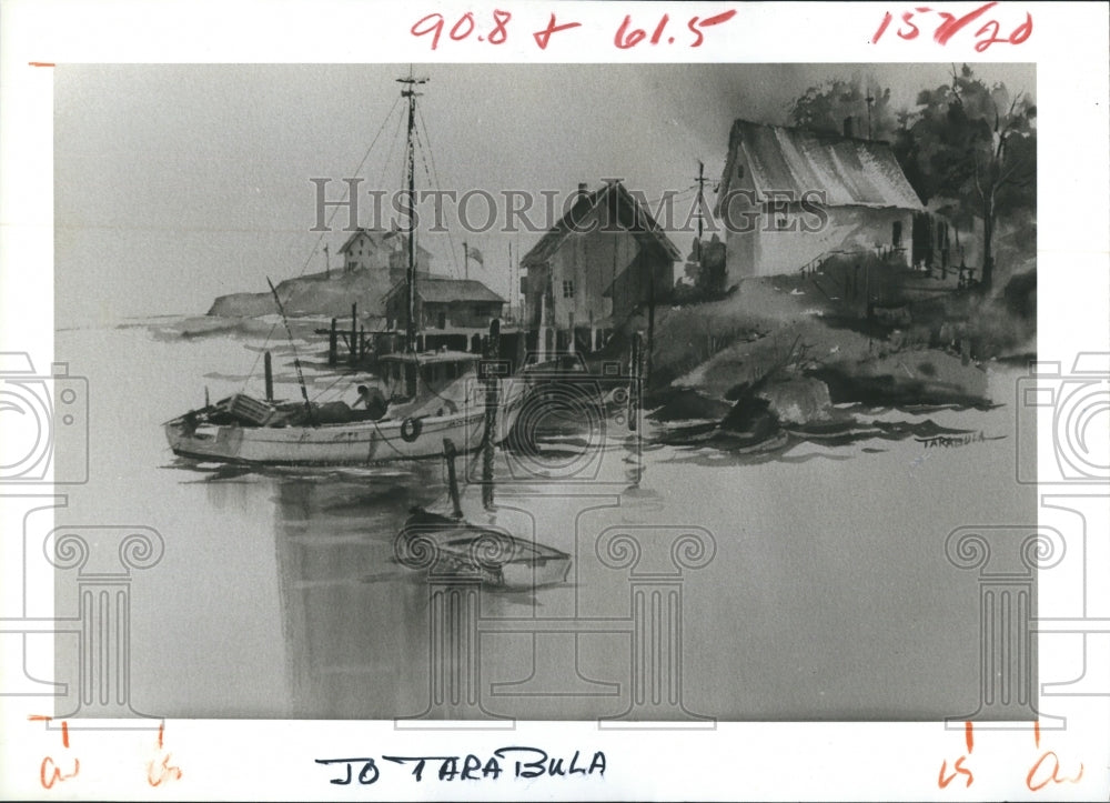 1984 Low Tide Vignette by Artist Jo Tarabula. - Historic Images