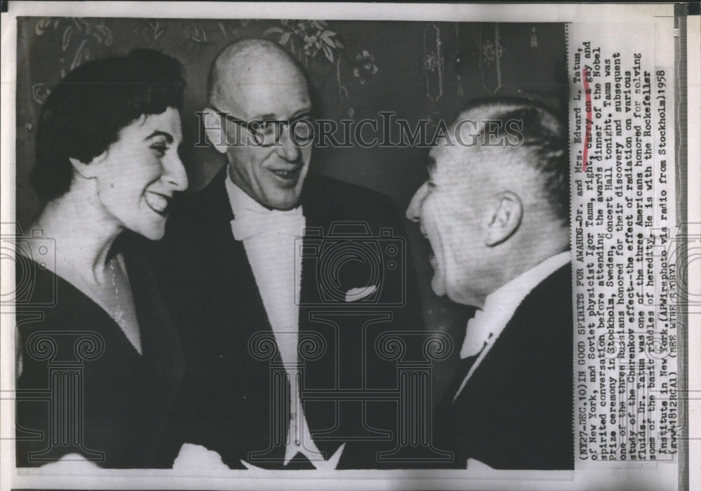 1958 Dr. and Mrs. Edward L. Tatum and Igor Tamm - Historic Images