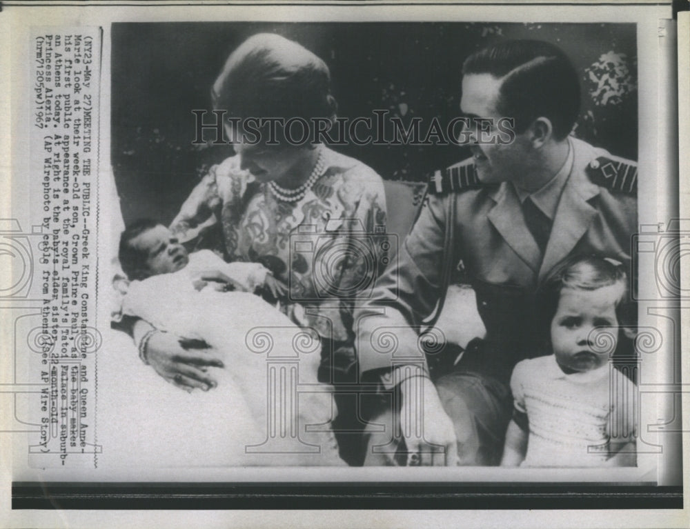 1967 King Constantine Of Greece &amp; Queen Anne-Marie With Prince Paul - Historic Images