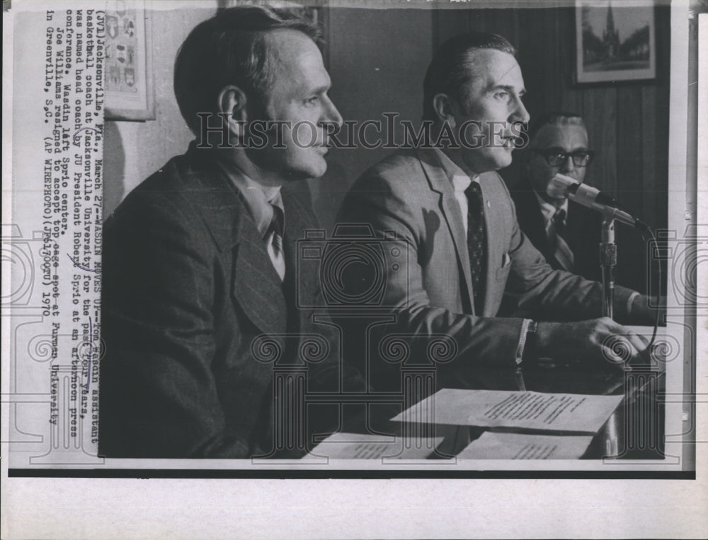 1970 Tom Wasdin, coach , President Robert Sprio, Jacksonville - Historic Images