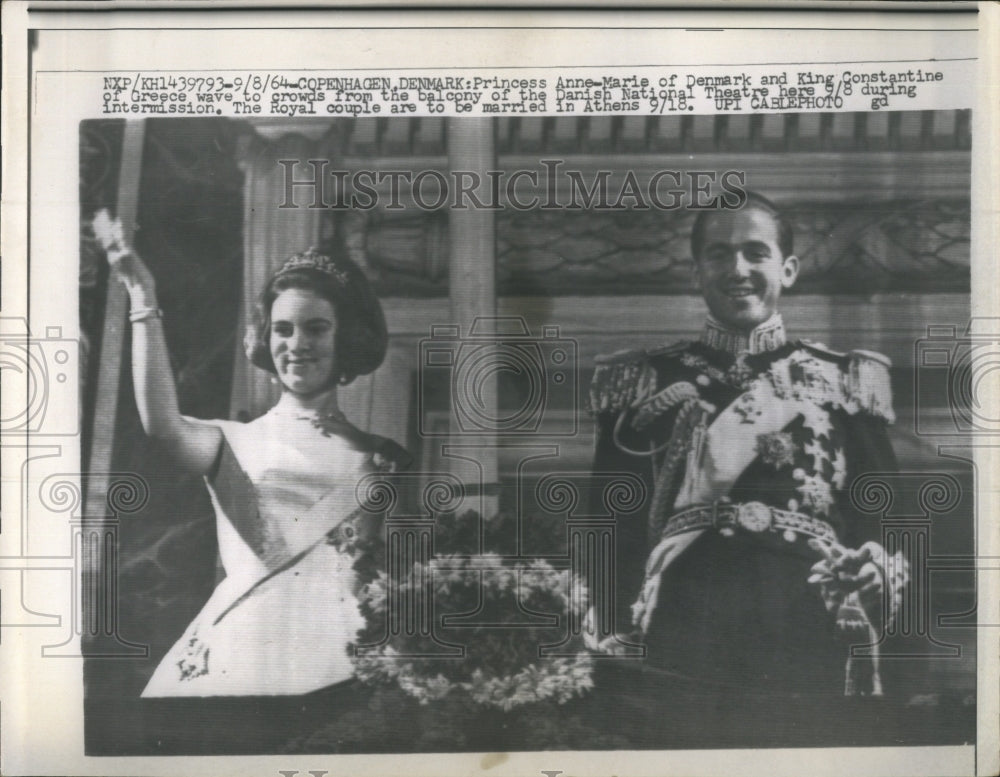 1964 Princess Anne-Marie Denmark King Constantine Greece - Historic Images