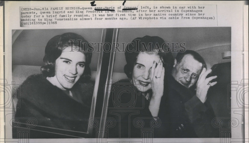 1965 Queen Anne Marie of Greece Parents King Fredrik Queen Ingrid - Historic Images