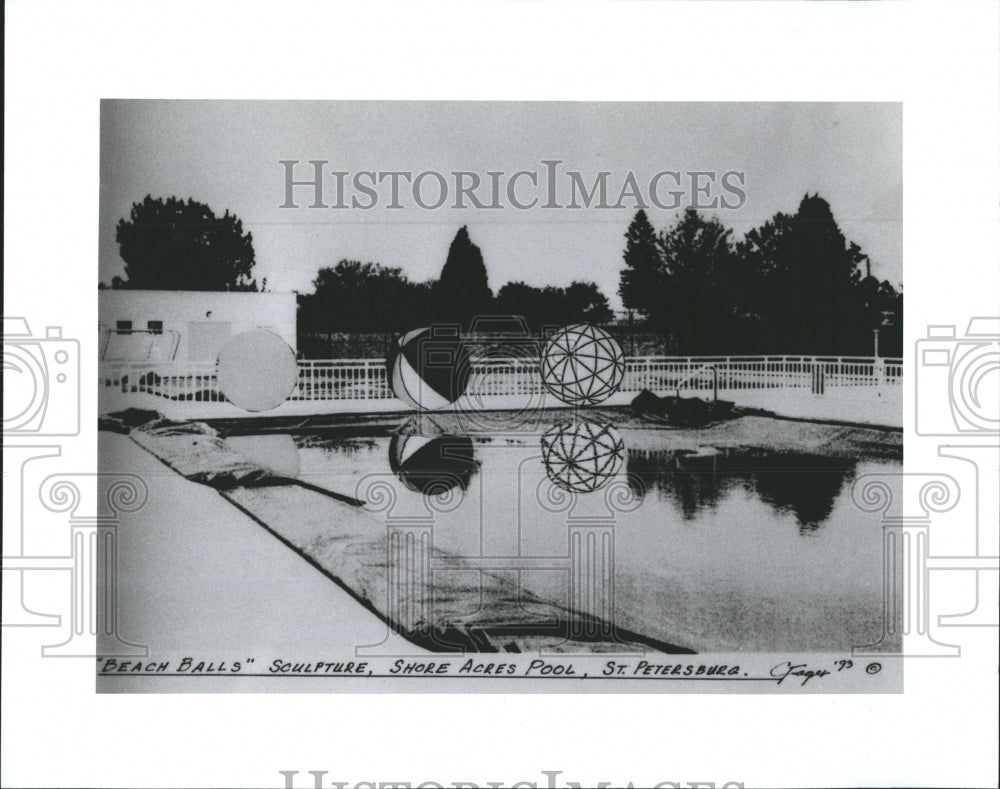 1993 &quot;Beach Ball Sculpture&quot; at Shore Acres Pool in St Petersburg - Historic Images