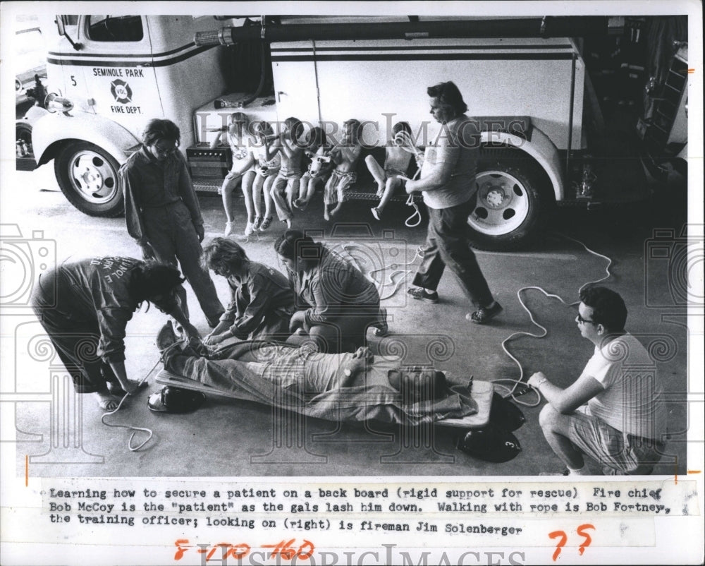 1973 Learning to secure a patient on a back board - Historic Images