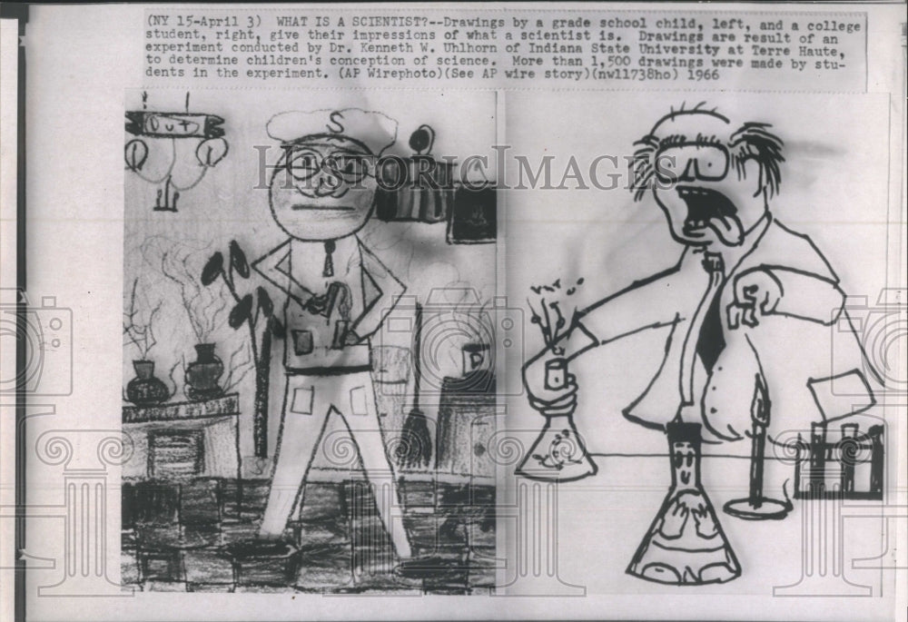 1966 Drawings By Child and College Student Dr Kenneth W Ulhlhorn - Historic Images