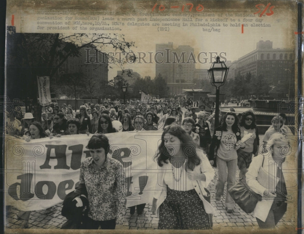 1975 Karen DeCrow Leads National Organization for Women (NOW) March - Historic Images