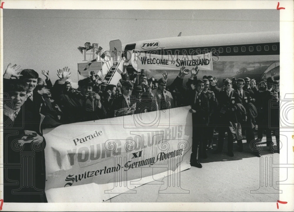 1967 Young Columbus Group upon Arrival in Geneva Switzerland - Historic Images