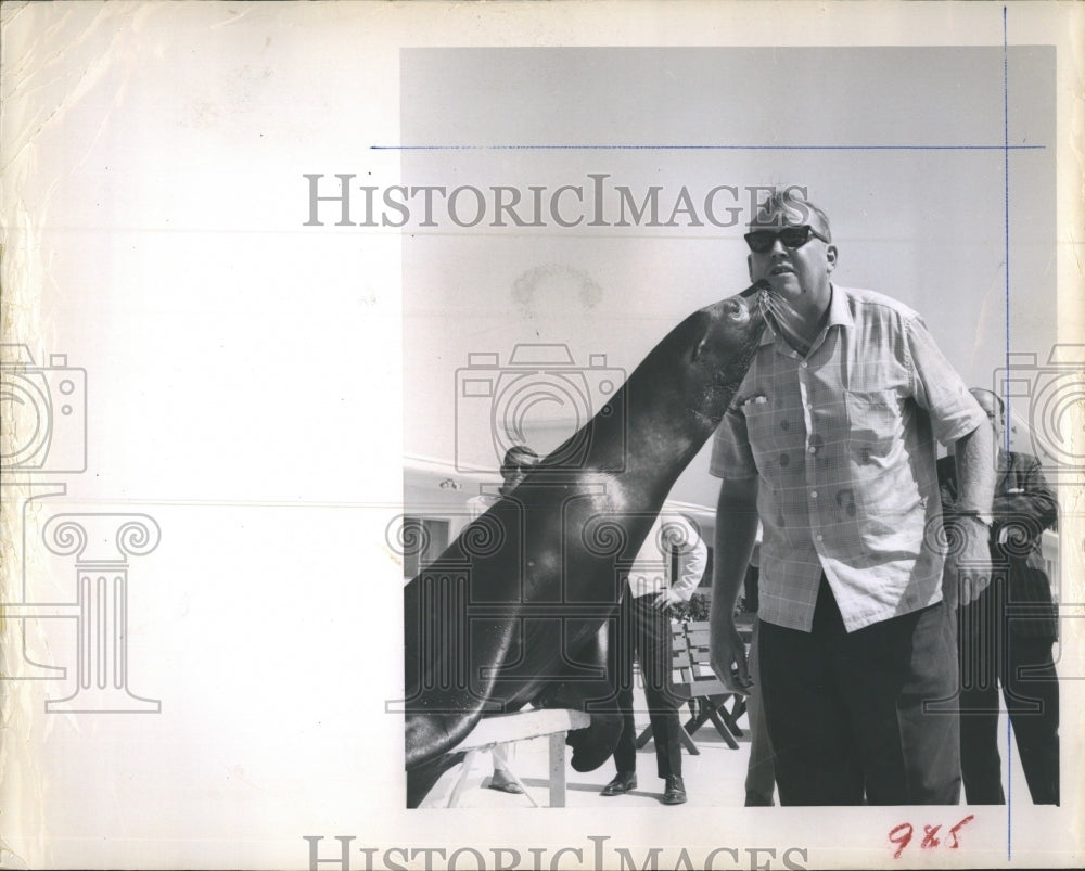 1963  Salty the Seal  & Max Morris - Historic Images
